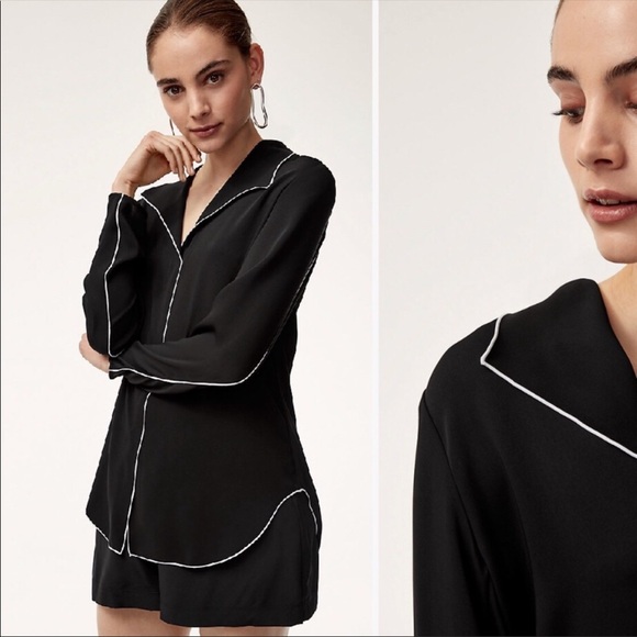 Aritzia Babaton Rena Shirt - black and white, XXS - Picture 3 of 9